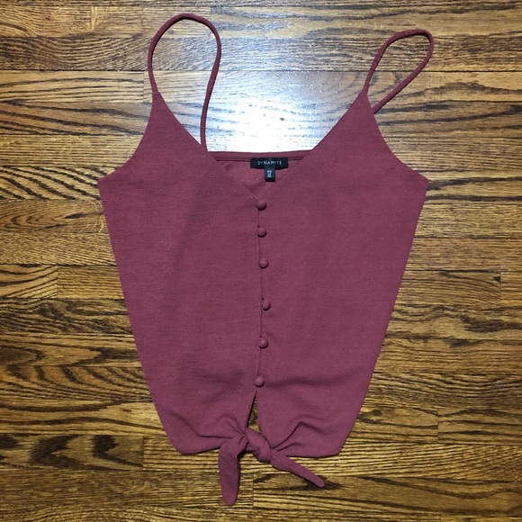 Coral Dynamite camisole with buttons and tie - Picture 1 of 4